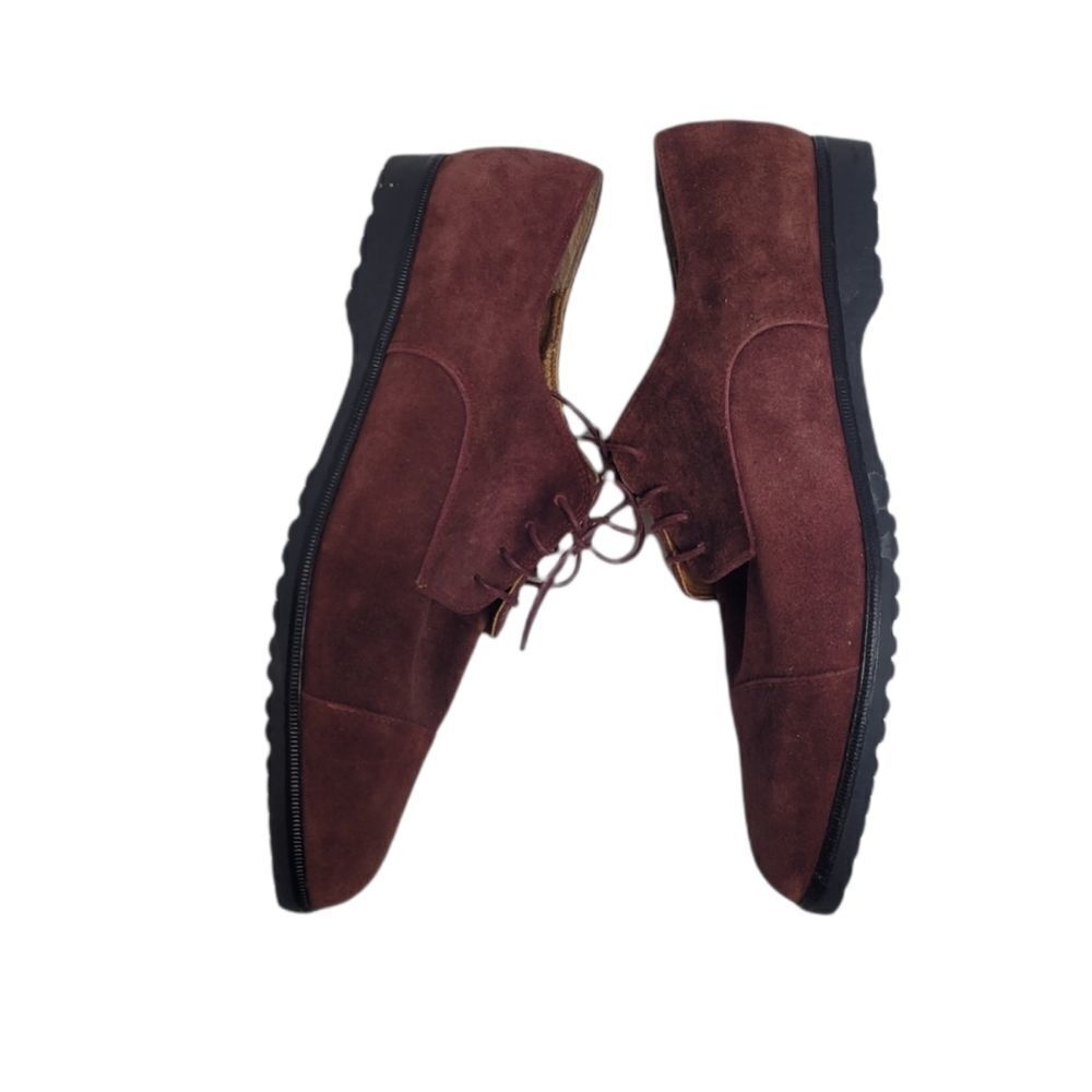 VINTAGE 80s shoes maroon suede lace up made in Italy oxford loafers 10 - Picture 4 of 11